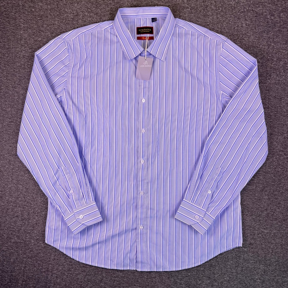 Lion Nardo Shirt Mens XL‎ Regular Fit Striped Button Down Casual Dress Shirt NEW